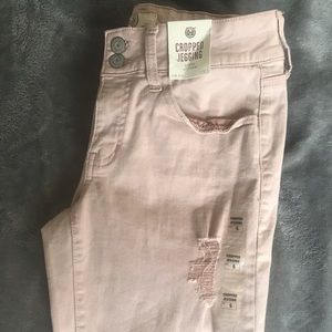Never worn Cropped ripped jeggings color blush s:5